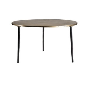 Table basse en métal faite à la main pour la décoration de la maison Finition or et noir mat Plateau rond Table basse de faible hauteur pour salon Chambre à coucher - Product Image 2