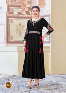 Conjunto de Kurtis antiarrugas de rayón formal para mujer con bordado de algodón medio suave hecho a mano - Product Image 5