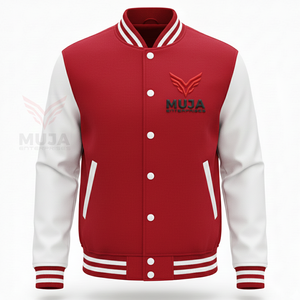 แจ็คเก็ตวาร์ซิตี้ขนสัตว์สุดหรูสำหรับผู้ชาย ปักลายเชนิลล์แบบกำหนดเอง สไตล์สตรีทแวร์ บอมเบอร์ - Product Image 6