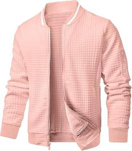 แจ็กเก็ตขนสัตว์สำหรับผู้ชายปกคอตั้งหนังแท้โลโก้ปักสีได้ตามต้องการ - Product Image 1