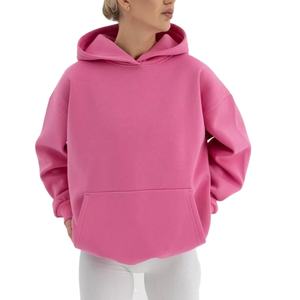 Venta al por mayor descarga impresa forrada transpirable peso pesado 380g Sudadera con capucha de gran tamaño 100% algodón Jersey de punto de invierno para mujeres - Product Image 6