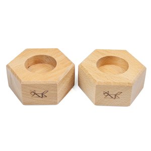 Happy Nights Hexagon Candle Holder Juego de 2 piezas Madera de haya natural Happy Nights Accesorio para el hogar - Product Image 2