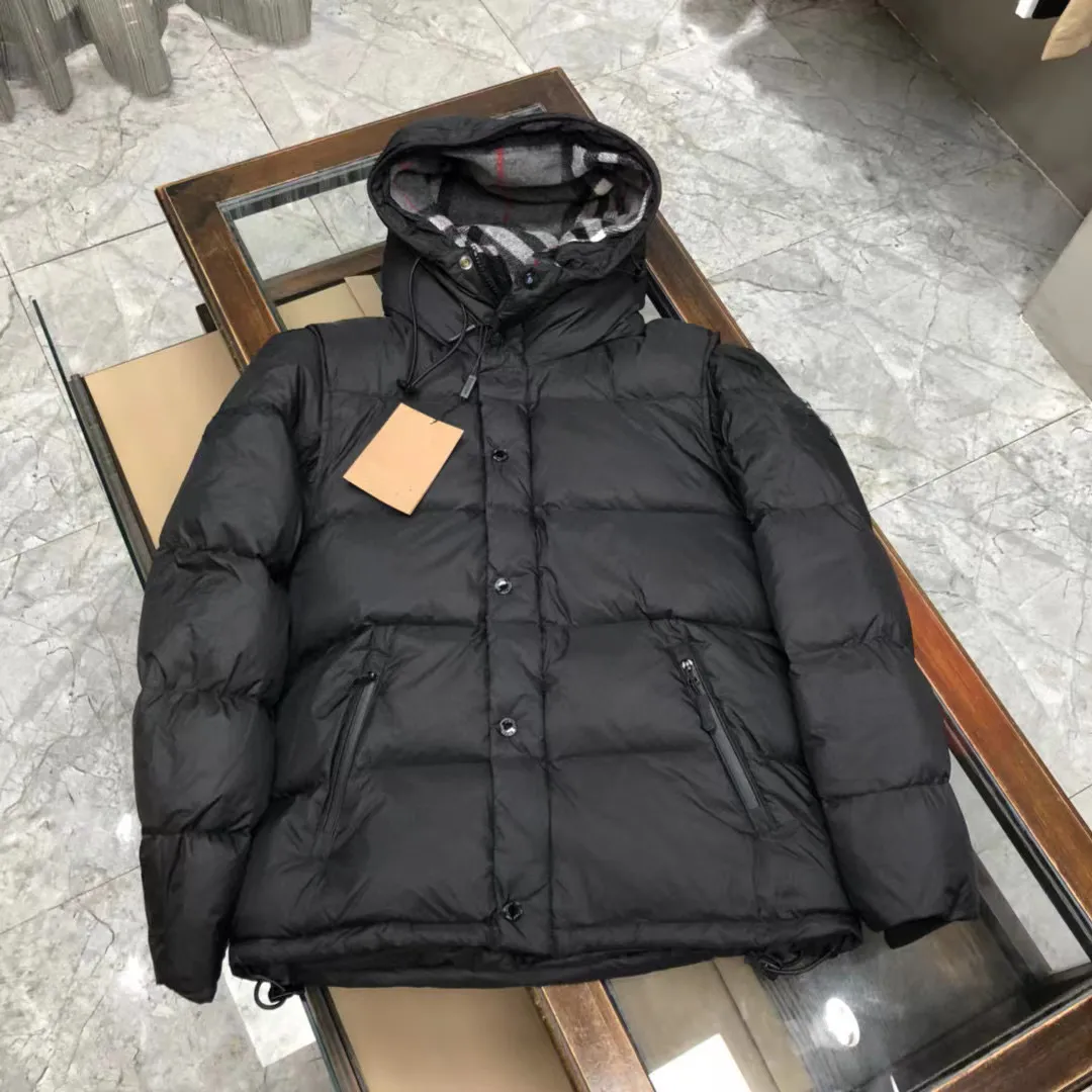 Piumino nero all'ingrosso di alta qualità bianco anatra verso il basso custom maniche rimovibili giacca invernale giacca a bolle da uomo piumino