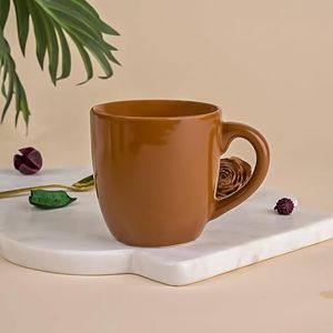 Mug à café en céramique couleur unie de luxe moderne 200 ml, écologique, durable, portable, brun brillant, pour le bureau et la maison, idéal pour offrir - Product Image 1
