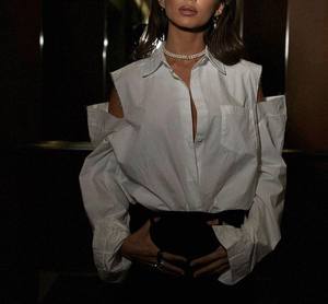 Boutique venta al por mayor otoño nueva elegante y romántica franela impresa estilo fino borla de talla grande camisa de moda para mujer - Product Image 4