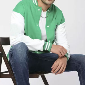 Veste universitaire en laine Melton pour hommes avec logo personnalisé OEM Veste universitaire en cuir Letterman en gros de tissu en toile à bas prix - Product Image 2