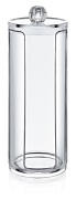 Afossa Distributeur de tampons de coton en acrylique avec couvercle, Organisateur de maquillage, Technique d'injection, Transparent, Moderne, Écologique, Rangement