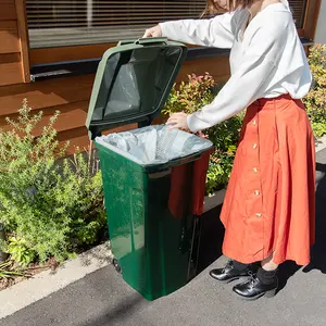 Poubelle en plastique d'extérieur à roulettes avec couvercle à verrouillage attaché