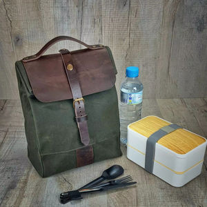 Sac à déjeuner isotherme en toile de cuir véritable écologique et résistant, sac de transport alimentaire portable pour le travail, les voyages, 2 personnes LCLB-0020 - Product Image 1