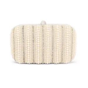 Yunsheng Bag Woman's Pearl Stripe Minaudiere Evening Bags beaded clutch party handbags beauty bag With Pearl Decoration