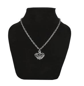 Medallón Unisex de Plata con Khanda Sikh y Cadena, Collar con Colgante del Sikhismo Punjabi, Joyería Religiosa de Tamaño Pequeño - Product Image 3