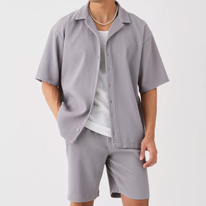 Nouvelle Collection Été 2026 – Ensemble Décontracté 2 Pièces pour Homme en Coton Bio Respirant et Écologique – Chemise Boutonnée à Manches Courtes Ample pour la Plage - Product Image 1