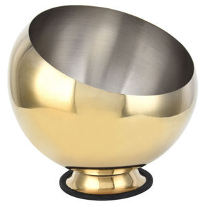 Cuenco de almacenamiento de fruta sostenible redondeado de estilo único, cuenco de acabado dorado brillante para utensilios de cocina, catering, cuenco de fruta profundo usado - Product Image 1