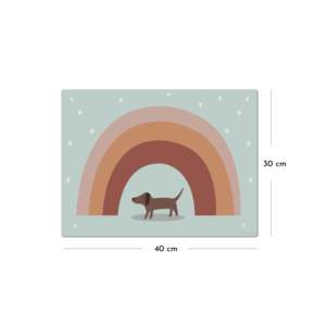 2-Piece Kids' Table Mat Set Dachshund with Rainbow 30x40 cm Washable <b>Vinyl</b> Cotton with Novel Printing for Newborns' Bedroom - Product Image 2