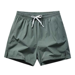 2025 Summer High Waist <b>Men's</b> Casual Swim <b>Shorts</b> New Design Solid Pattern 100% Cotton <b>Knee</b> <b>Length</b> Surf Beach <b>Shorts</b> - Product Image 5
