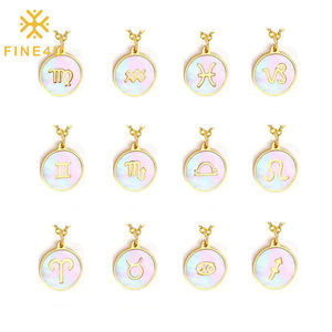 Collier avec pendentif en forme de coquille, bijoux tendance, cadeau de la Saint-Valentin, pendentif en forme de pièce de monnaie avec signe <span class=keywords><strong>du</strong></span> zodiaque, 12 signes <span class=keywords><strong>du</strong></span> zodiaque - Product Image 2