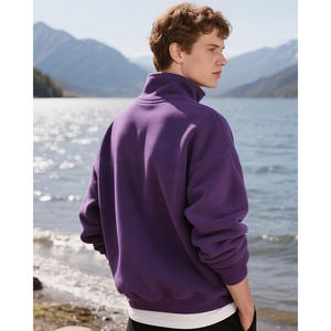 2026 Factory Custom <b>1</b>/<b>2</b> Zipper Stand Neck Vintage Men's Heavyweight <b>Sweatshirts</b> Heavyweight Oversize Casual Hoodies for Men's - Product Image 5