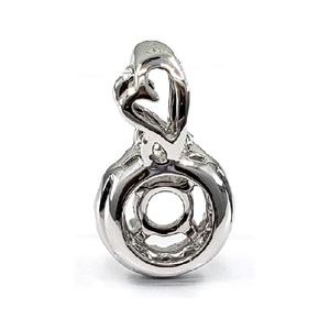 Pendentif semi-monté en or blanc massif 18 carats de haute qualité avec diamant véritable taille brillant en forme de cœur pour femmes, finition brillante de qualité supérieure - Product Image 3