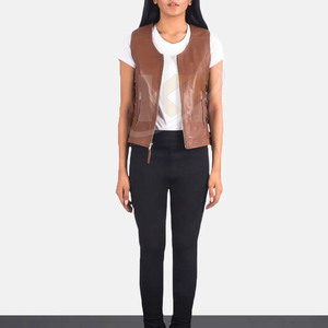 Chaleco de cuero genuino para mujer, Chaleco de cuero a la moda para uso en invierno, Chaleco de cuero recién llegado a la venta - Product Image 1