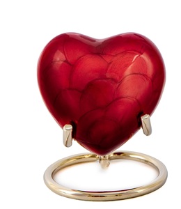 Urne Plaine Rouge pour Cendres Mémorial Funéraire Crémation Souvenir Urnes d'Amour Coeur Décoratif en Laiton avec Support Taille Personnalisée - Product Image 1
