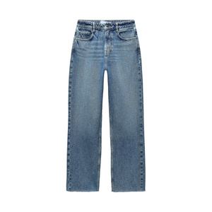 Jeans de Mezclilla de Corte Recto para Mujer, Suaves al Tacto, Transpirables, con un Corte Clásico Moderno, Cómodos y Ecológicos para Uso Diario y Ocasional - Product Image 1