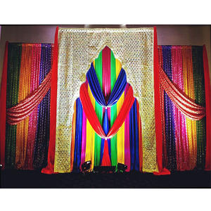 ม่านฉากหลังสไตล์อาร์คแฮนด์เมดสวยงาม,ม่านปักเลื่อมหลากสีพร้อมฉากหลังม่านแต่งงาน Mehndi - Product Image 1