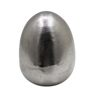 Ensemble de 2 petits oeufs décoratifs en aluminium couleur nickel brut pour la maison et le salon décoration de table faite à la main - Product Image 1