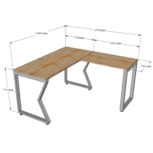 โต๊ะทำงานรูปตัวแอล MConcept ขนาด 140x150 ซม. ทำจากเมลามีนลายไม้ สำหรับสำนักงานผู้บริหาร ดีไซน์ทันสมัยและมินิมอล ขาเหล็ก ต้องประกอบเอง (HBMC019) - Product Image 5