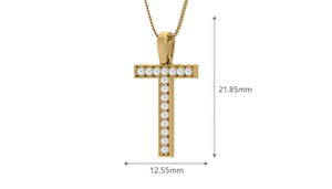 Pendentif en or et diamants en forme de lettre T, or 18 carats avec diamants naturels, bijoux fins personnalisés élégants, cadeau d'anniversaire pour femmes - Product Image 2