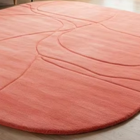 Tapis d'intérieur moderne en laine tuftée fait main, motif abstrait corail pêche |   Tapis antidérapant haute qualité, à poils ras, adapté aux animaux domestiques, 1 pièce pour salon