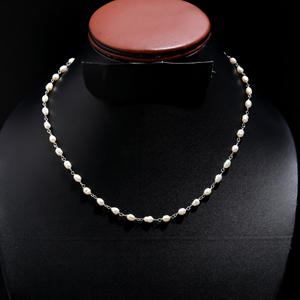 Handmade 5X7 mm Oval Freshwater Rice Pearl Rosary Chain <b>Necklace</b> Sterling Silver Jewelry with Beads <b>for</b> Religious <b>Charm</b> Gift - Product Image 2