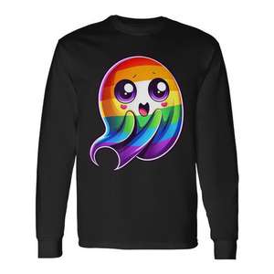 Camiseta de Manga Larga LGBTQ con Arcoíris Fantasma, Camiseta Promocional del Orgullo Gay - Product Image 1