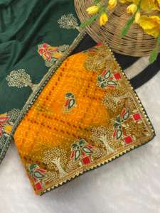 Designer Georgette <b>Silk</b> Saree for Women with Fancy <b>Thread</b> Embroidery Work High Quality Made in India in Stock - Product Image 5