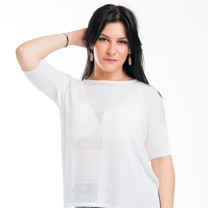 Mafalda femmes décontracté léger été pull régulier fabriqué à la main italie Viscose plat tricoté pull nœud col côtelé - Product Image 5