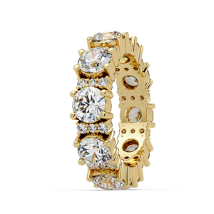 Anillo de Eternidad Completo de Oro Puro de 14K Personalizado, Diamante Cultivado en Laboratorio de Corte Redondo, Brillante, Anillo de Aniversario para Novia, Diseño de Moda Femenina - Product Image 2