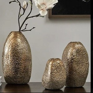 Set of 3 Farmhouse Antique Aluminum Flower Vase Home Decor Table <b>Top</b> <b>Top</b> Quality With Embossing Design - Product Image 6