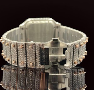 Luxury Antique Iced Mechanical Quartz Movement VVS Moissanite Glass Dial Stainless Steel Square Case 5mm <b>Hip</b> Hop Unisex Watch - Product Image 2