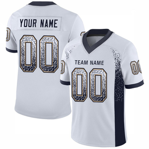 Maillot de football américain bleu foncé personnalisé gris nom personnalisé numéro uniforme de l'équipe maille respirante - Product Image 2