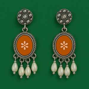 ต่างหูหมุด925ลายดอกไม้เงินสเตอร์ลิงทำด้วยมือเครื่องประดับอินเดียชั้นดีชุดทรงเรขาคณิตของขวัญสำหรับงานเลี้ยง - Product Image 3