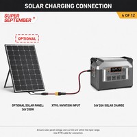 Station d'alimentation portable à batterie solaire 3000W 2202Wh, batterie LiFePO4, MPPT 15A, charge rapide, onde sinusoïdale pure