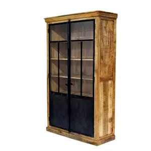 Premium Quality Hand Carved Antique Style 2 Door Vintage Furniture Storage Almirah Wooden Cabinet Wardrobes for Home