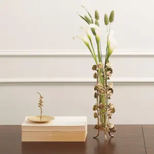 Vase à fleurs côtier en fer artisanal moderne, noir et or, luxe, écologique, décoration d'intérieur design, Zahid Exports - Product Image 2