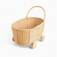 Poussette en rotin durable pour la décoration de la crèche et les chambres d'enfants de 6 mois à 3 ans, non pliable