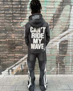 Personalizado bordado chándal de gran tamaño chándal Streetwear conjunto bordado Sudadera con capucha Joggers logotipo personalizado ropa Unisex moda - Product Image 3