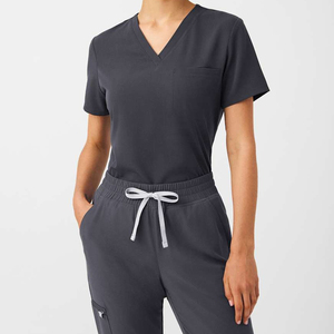Conjunto de uniforme de enfermera con cuello en V y logotipo personalizado, uniforme de hospital tejido ecológico para uso en salón de belleza - Product Image 1