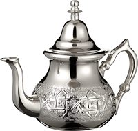Théière classique marocaine Shah en laiton antique et argent, pour la table de mariage, l'usage domestique et commercial, en métal massif et lourd, idéale pour l'espresso