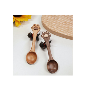 Hot Sale Wooden Household <b>Soup</b> Wine Spoon With Long Handle Durable Quality with Dog Foot Design Handle Hot Selling - Product Image 1