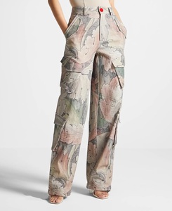 Pantalon long en jean cargo pour femme, personnalisable, nouveau, élégant, streetwear, écologique, respirant, grande taille, coupe large, Bangladesh - Product Image 1