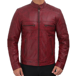 Customized Ludanaza Industries II-808 Men's Waterproof Windproof High Street Style Leather <b>Jacket</b> Zipper Closure <b>Mandarin</b> <b>Collar</b> - Product Image 3