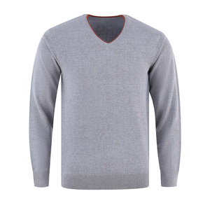 เสื้อสเวตเตอร์แบบสวมหัวแฟชั่นสำหรับผู้ชายเสื้อถักคอวีมีซิประบายอากาศได้ดีการตกแต่งลวดลายโลโก้ให้ความอบอุ่นขนาดใหญ่พิเศษ - Product Image 1